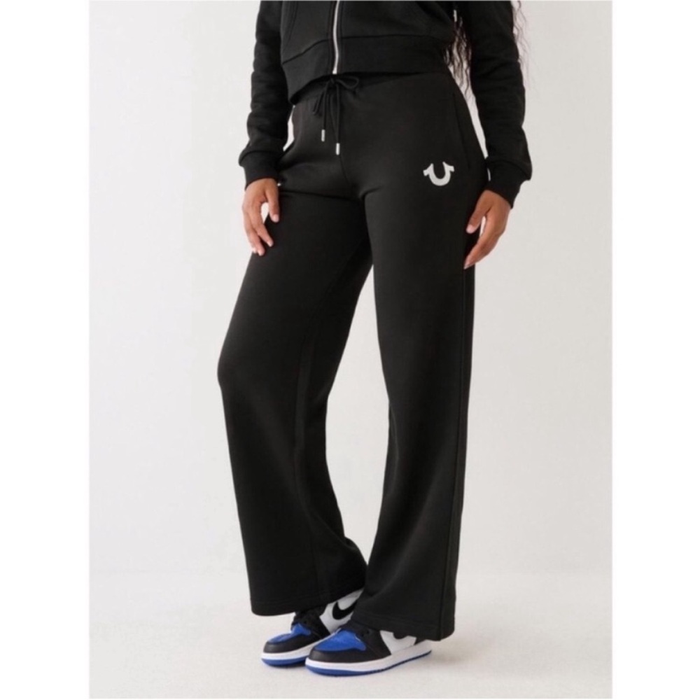 True Religion Wide Leg Logo Jogger Black